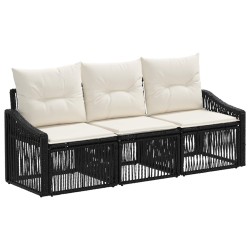 Ensemble de canapé de jardin 3 pcs Noir polyrotin 645630645630