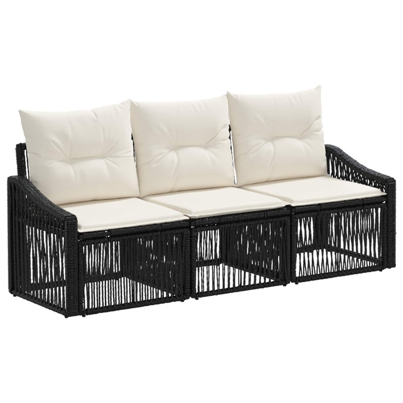 Ensemble de canapé de jardin 3 pcs Noir polyrotin 645630645630