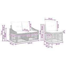 Ensemble de canapé de jardin 3 pcs Noir polyrotin 645630645630