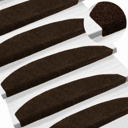 Tapis d'escalier auto-adhésifs 15 pcs Marron 80 x 24,5 x 3,5 cm 645631645631