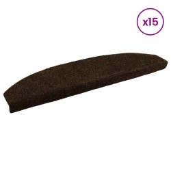 Tapis d'escalier auto-adhésifs 15 pcs Marron 80 x 24,5 x 3,5 cm 645631645631
