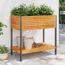 Jardinière et étagère 80x45x80 cm bois massif d'acacia et acier 645634645634