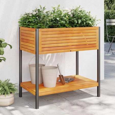 Jardinière et étagère 80x45x80 cm bois massif d'acacia et acier 645634645634