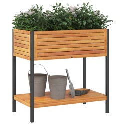 Jardinière et étagère 80x45x80 cm bois massif d'acacia et acier 645634645634