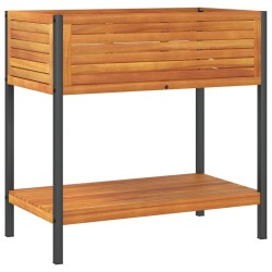 Jardinière et étagère 80x45x80 cm bois massif d'acacia et acier 645634645634