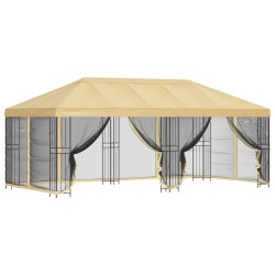 Gazebo avec murs latéraux 6 x 3 m Crème Polyester et Acier 190 645636645636