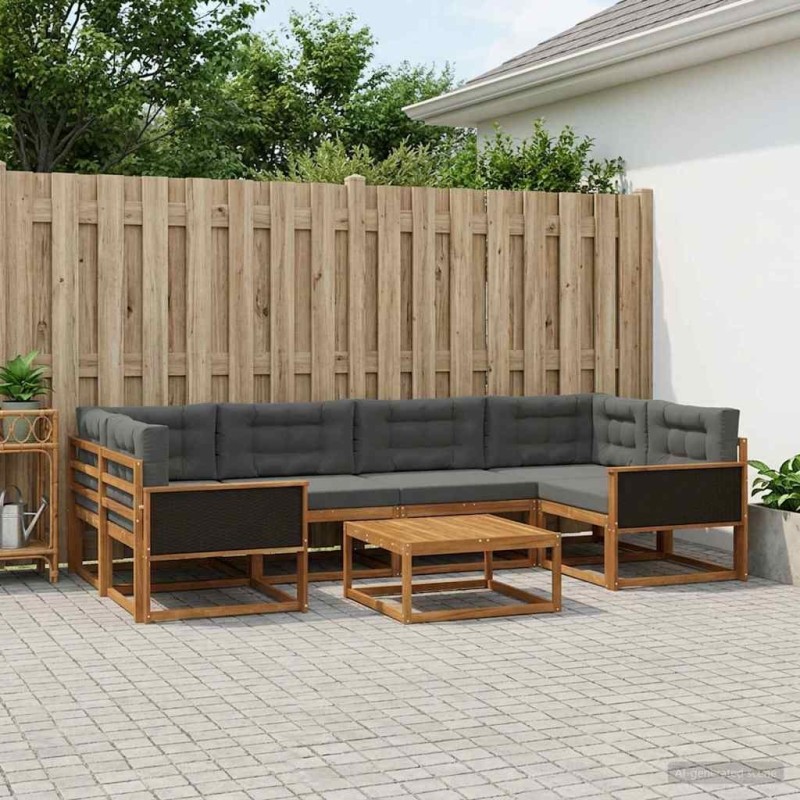 Ensemble de canapés d'extérieur 7 pcs Naturel et Anthracite 645642645642