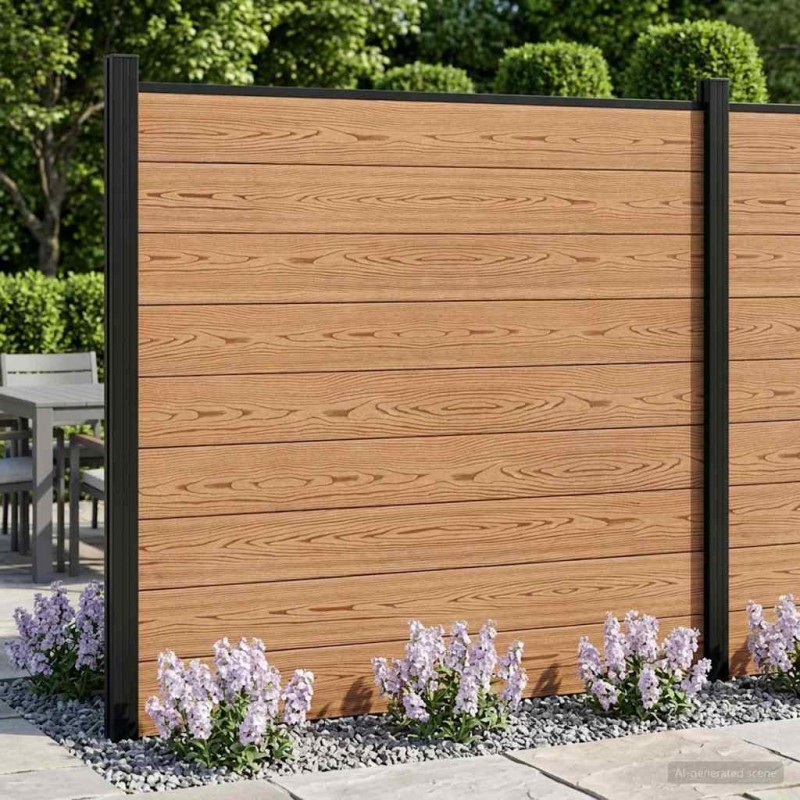 Ensemble de Clôture 175 x 186 cm WPC et Aluminium Marron 645643645643