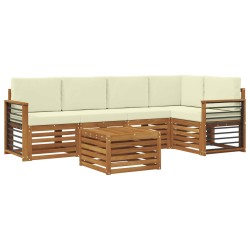 Ensemble de canapé d'angle avec coussin 6 pcs Naturel et Crème 645645645645