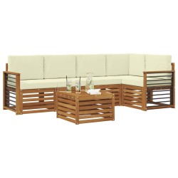 Ensemble de canapé d'angle avec coussin 6 pcs Naturel et Crème 645645645645