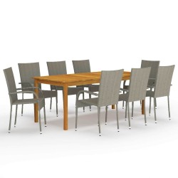Ensemble à manger de jardin 9 pcs Gris 645650645650