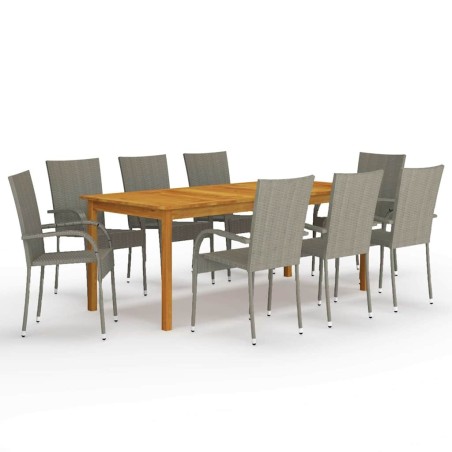 Ensemble à manger de jardin 9 pcs Gris 645650645650