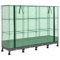 Jardinière de jardin avec couverture de serre et roues 4 pc PP 645651645651