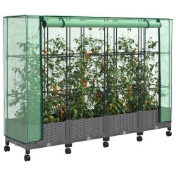 Jardinière de jardin avec couverture de serre et roues 4 pc PP 645651645651