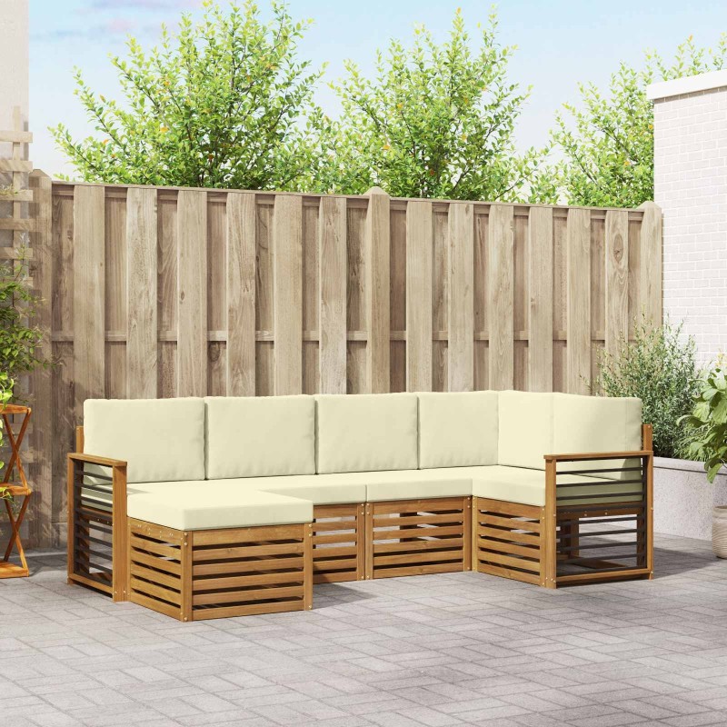 Ensemble de canapé d'angle avec coussin 6 pcs Naturel et Crème 645652645652