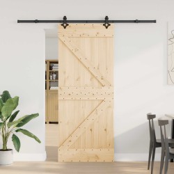 Porte coulissante NARVIK Naturel et noir 85 x 210 cm (213,5 cm) 645657645657