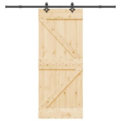 Porte coulissante NARVIK Naturel et noir 85 x 210 cm (213,5 cm) 645657645657