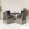 Ensemble à manger de jardin et coussins 5 pcs gris clair rotin 645659645659