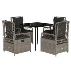 Ensemble à manger de jardin et coussins 5 pcs gris clair rotin 645659645659