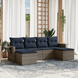 Ensemble de canapé de jardin 6 pcs avec coussins gris résine tressée 645660645660