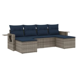 Ensemble de canapé de jardin 6 pcs avec coussins gris résine tressée 645660645660