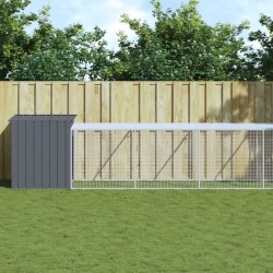 Poulailler avec cour anthracite 110x813x110 cm acier galvanisé 645664645664