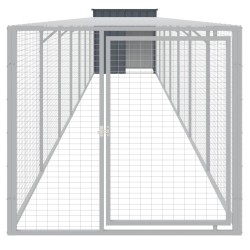 Poulailler avec cour anthracite 110x813x110 cm acier galvanisé 645664645664