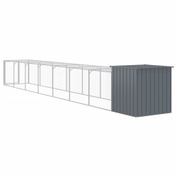 Poulailler avec cour anthracite 110x813x110 cm acier galvanisé 645664645664