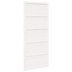 Porte de grange Blanc 100 x 2,5 x 208 cm Bois de pin massif 645665645665