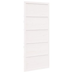 Porte de grange Blanc 100 x 2,5 x 208 cm Bois de pin massif 645665645665