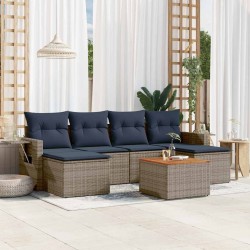 Ensemble de canapé de jardin 7 pcs avec coussins gris résine tressée 645666645666