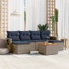 Ensemble de canapé de jardin 7 pcs avec coussins gris résine tressée 645666645666