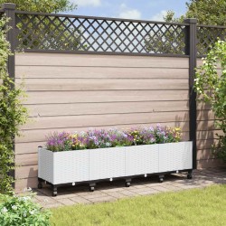 Jardinière avec Roues Blanc 160 x 40 x 48 cm PP 645671645671