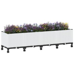 Jardinière avec Roues Blanc 160 x 40 x 48 cm PP 645671645671