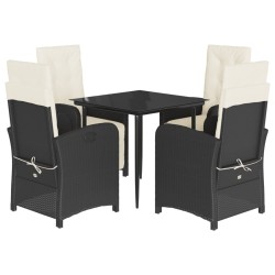 Ensemble à manger de jardin coussins 5pcs Noir Résine tressée 645674645674