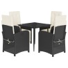 Ensemble à manger de jardin coussins 5pcs Noir Résine tressée 645674645674