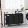 Panier à linge à 3 compartiments avec étagère chêne fumé 645675645675