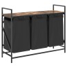 Panier à linge à 3 compartiments avec étagère chêne fumé 645675645675