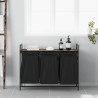 Panier à linge à 3 compartiments avec étagère chêne fumé 645675645675