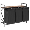 Panier à linge à 3 compartiments avec étagère chêne fumé 645675645675