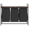 Panier à linge à 3 compartiments avec étagère chêne fumé 645675645675