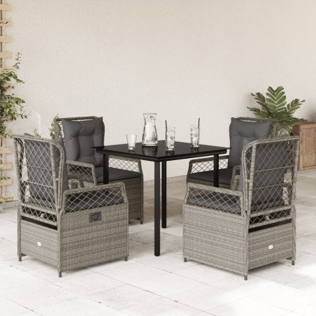 Ensemble à manger de jardin et coussins 5 pcs gris clair rotin 645676645676