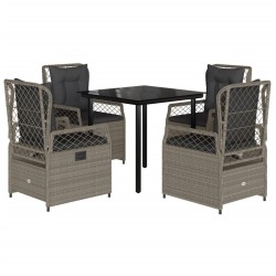 Ensemble à manger de jardin et coussins 5 pcs gris clair rotin 645676645676
