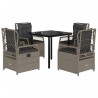 Ensemble à manger de jardin et coussins 5 pcs gris clair rotin 645676645676