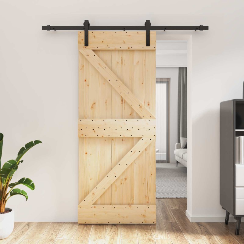 Porte coulissante Naturel et noir 85 x 210 cm 645678645678