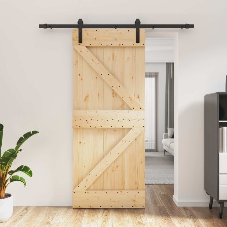 Porte coulissante Naturel et noir 85 x 210 cm 645678645678
