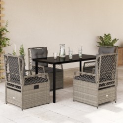 Ensemble à manger de jardin et coussins 5 pcs gris clair rotin 645680645680