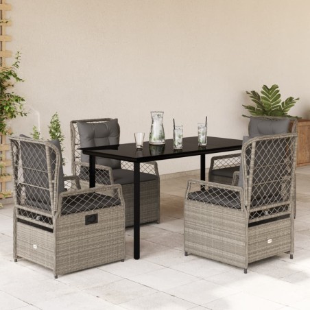 Ensemble à manger de jardin et coussins 5 pcs gris clair rotin 645680645680