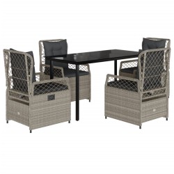 Ensemble à manger de jardin et coussins 5 pcs gris clair rotin 645680645680