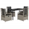 Ensemble à manger de jardin et coussins 5 pcs gris clair rotin 645680645680